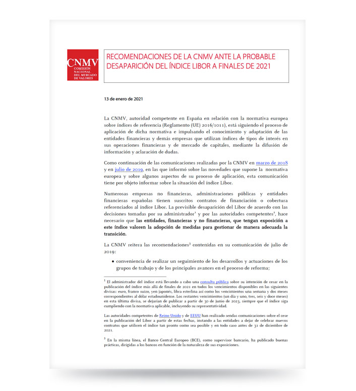 CNMV recomendaciones Libor 2021 pdf